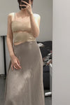 marc le bihan linen skirt 2510 taupe